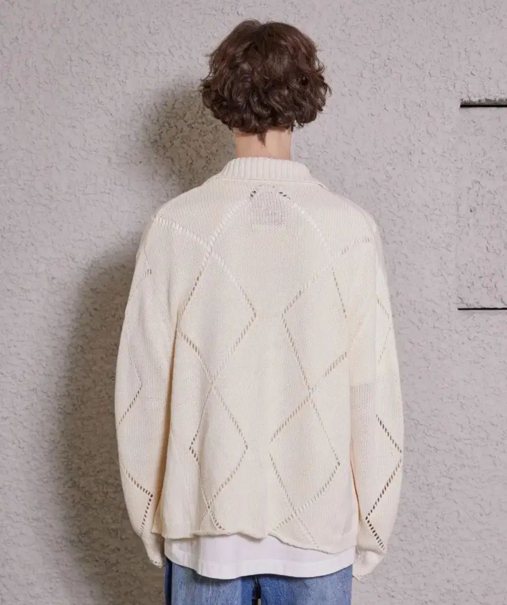 マーティンプラン ダイヤモンドパンチ カーディガン アイボリー L