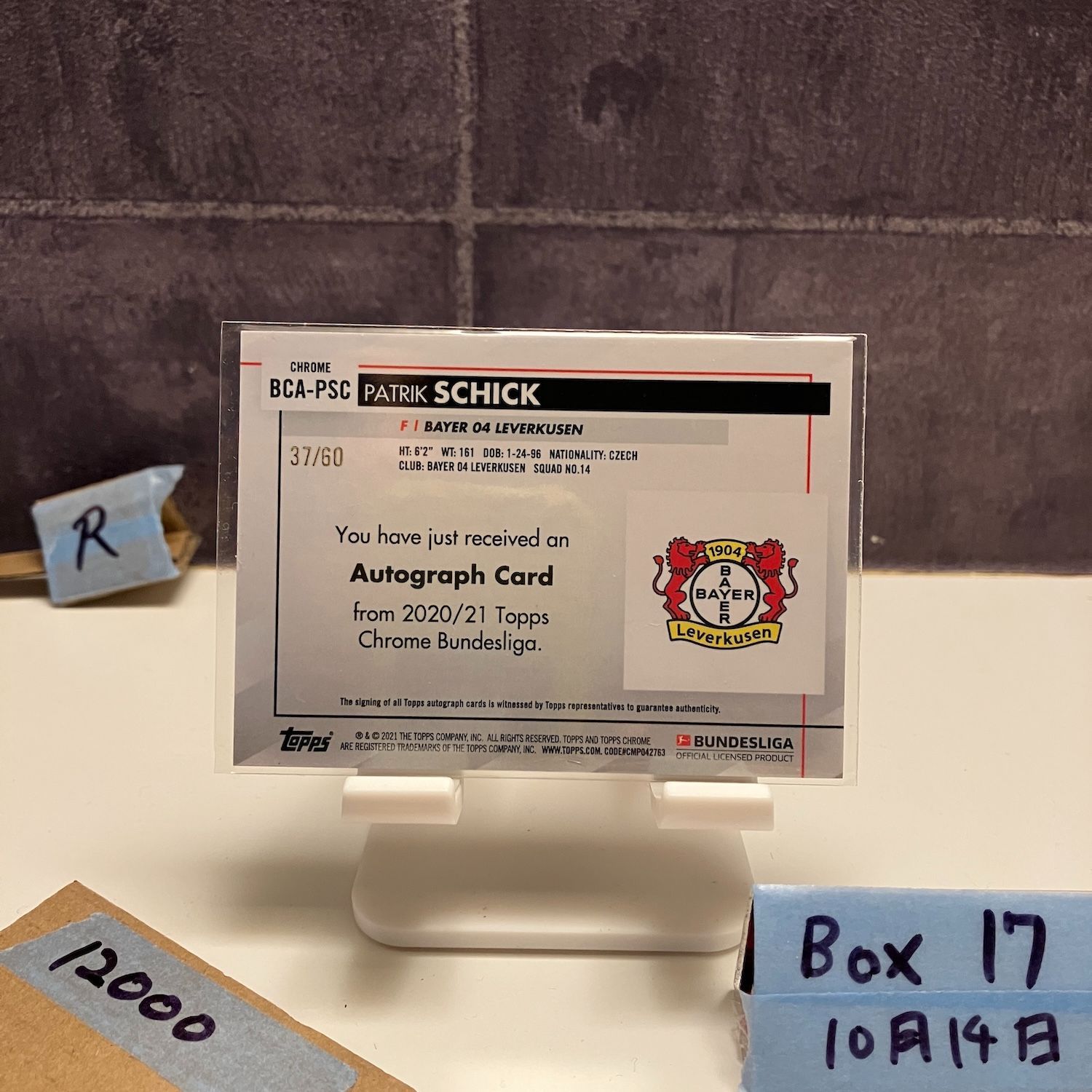 2020-21 Topps Chrome Bundesliga Patrik Schick 37 60 直筆サインカード Bayer 04 Leverkusen G Refractor カード