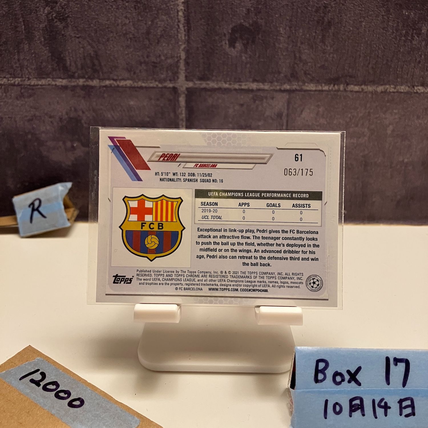 2021 Topps Chrome UEFA Champions League Pedri 063 175 FC Barcelona Pink Speckle Refractor RC ルーキー Rookie カード