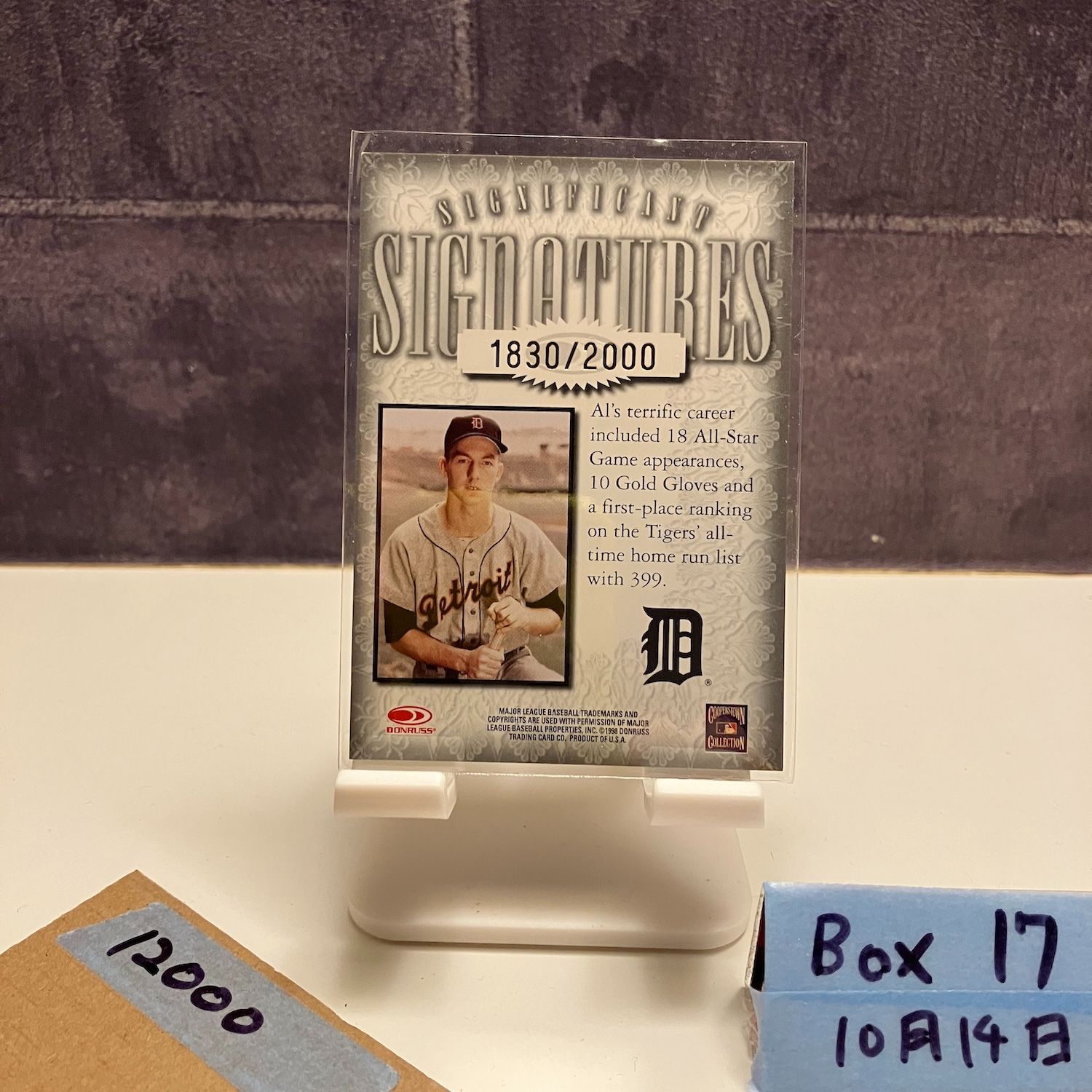 1998 Donruss Al Kaline 1830 2000 直筆サインカード Detroit Tigers Significant Signatures カード