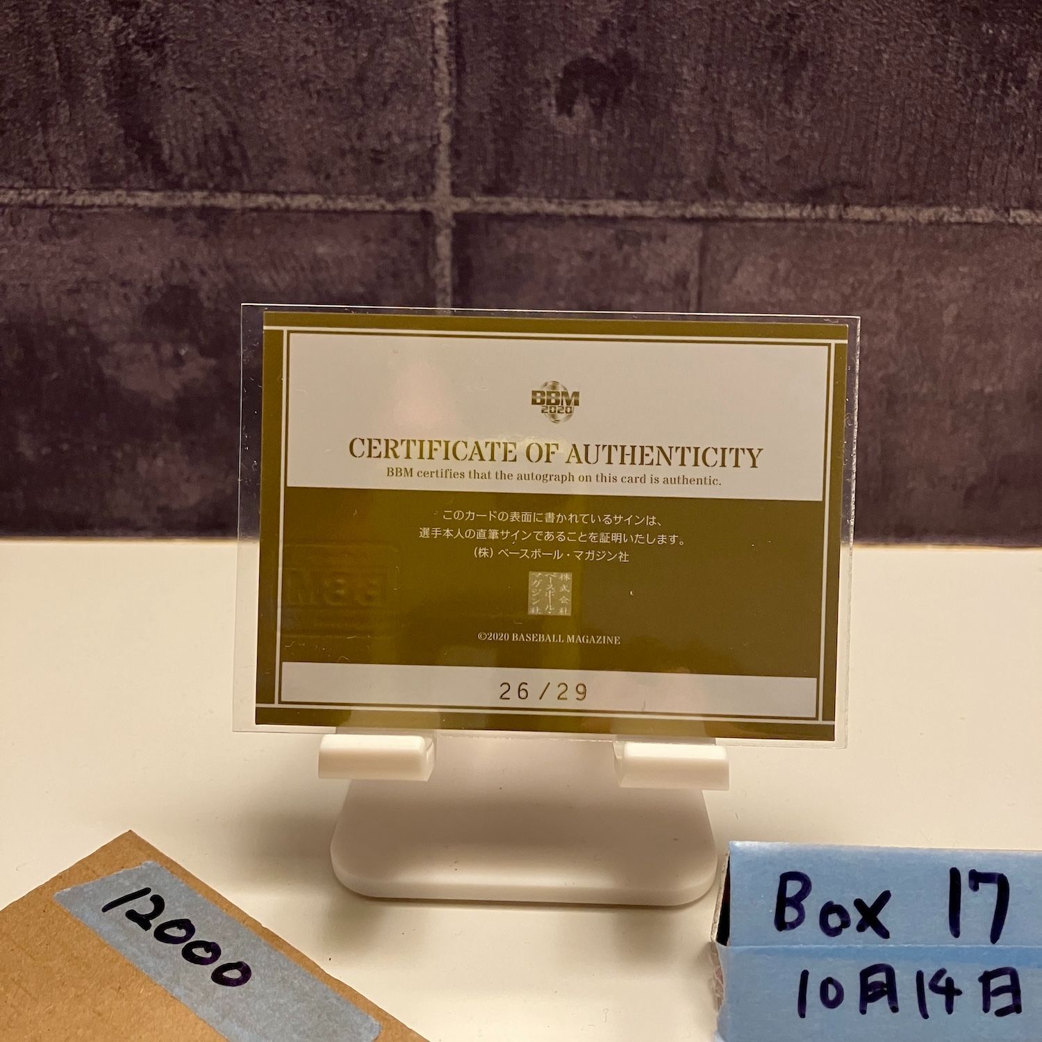 2020 BBM Fusion 大野豊 26 29 直筆サインカード 広島東洋カープ Cross Signing Cherry Blossom カード