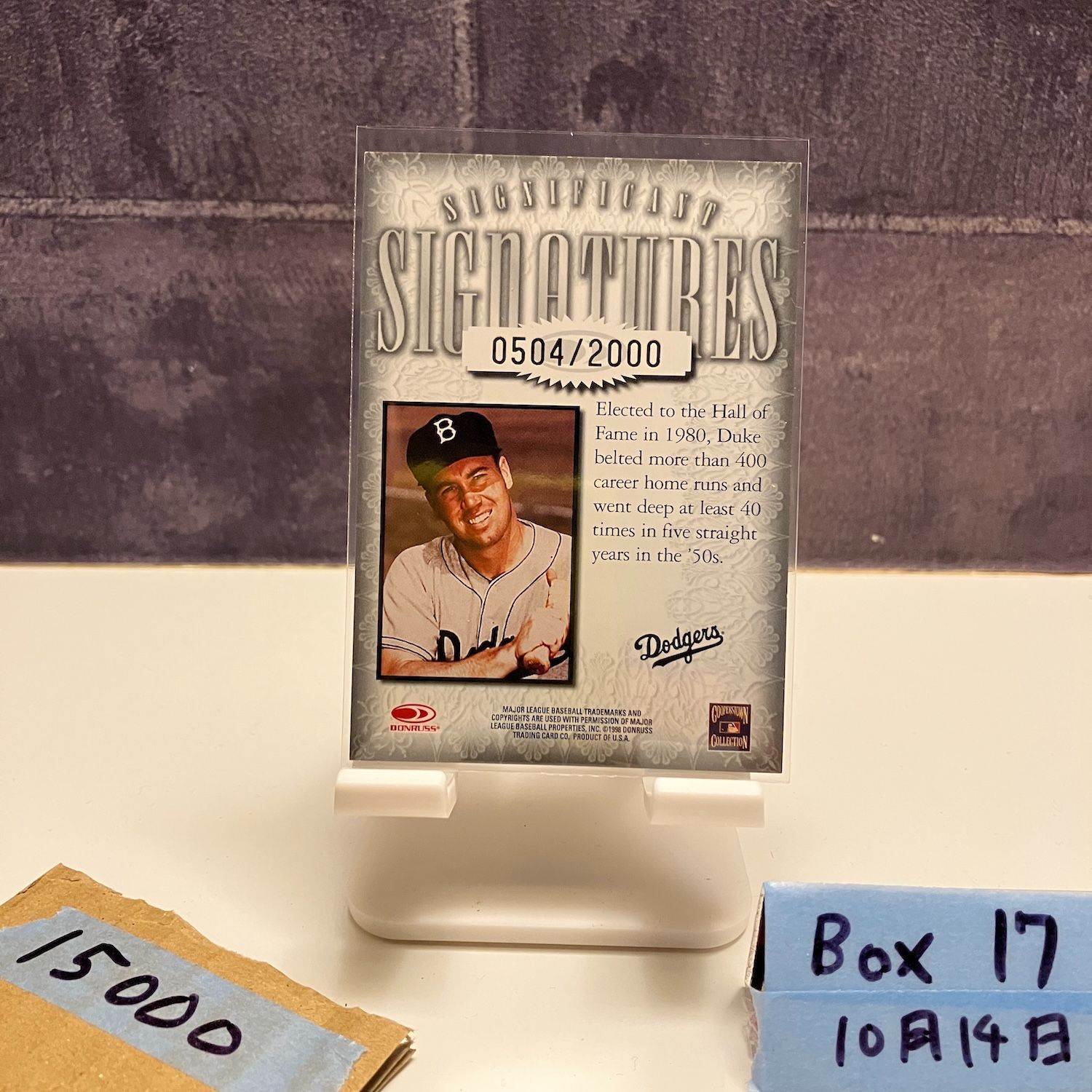 1998 Donruss Duke Snider 0504 2000 直筆サインカード Brooklyn Dodgers SIGNIFICANT SIGNATURES カード