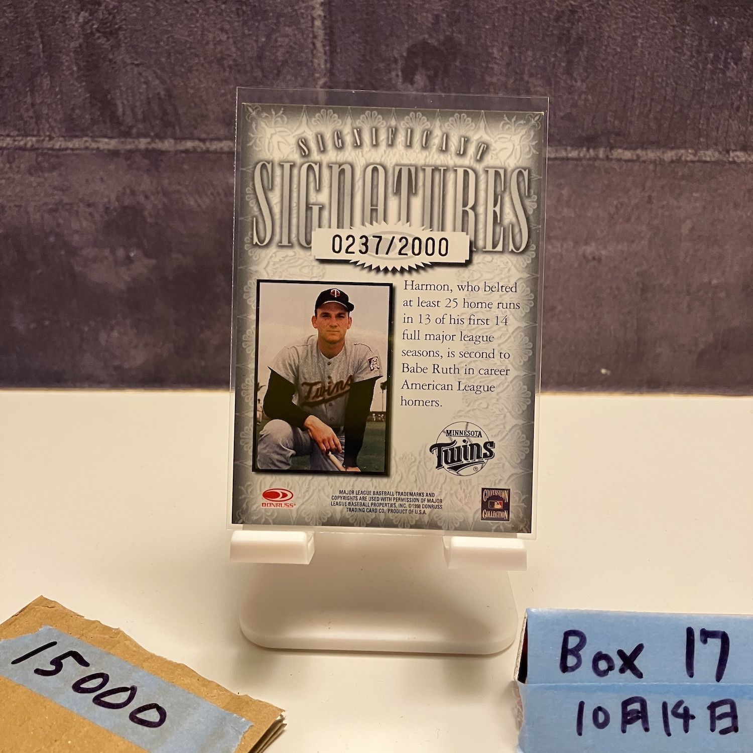 1998 Donruss Harmon Killebrew 0237 2000 直筆サインカード Minnesota Twins SIGNIFICANT SIGNATURES カード