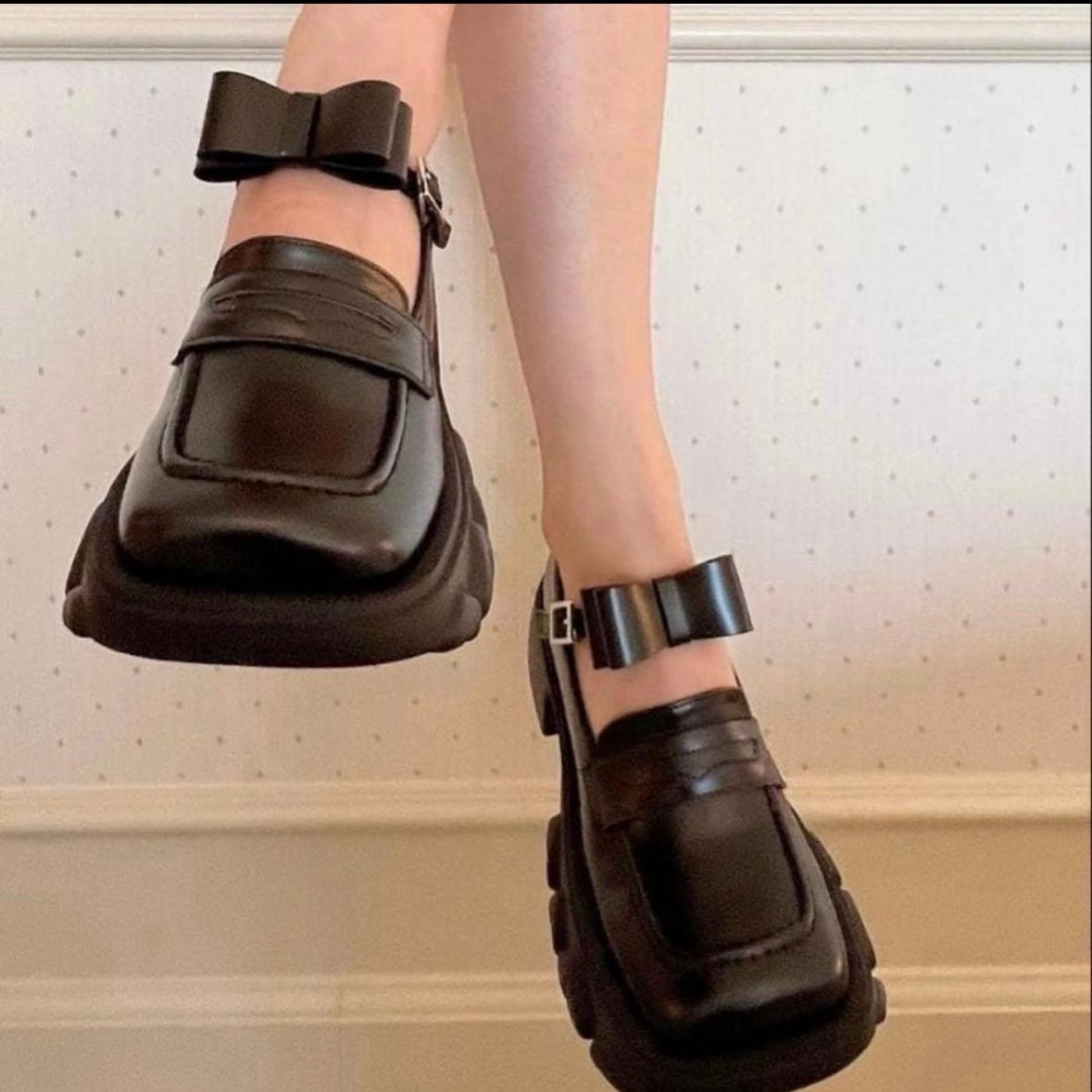 S603 美品 完売品 epine エピヌ ribbon Goa Loafer 厚底リボンゴア