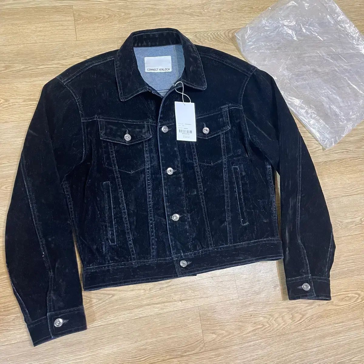 KEEN キーン 록 ベルベット デニム クロップド ウォッシュ トラッカー デニムジャケット ブラック