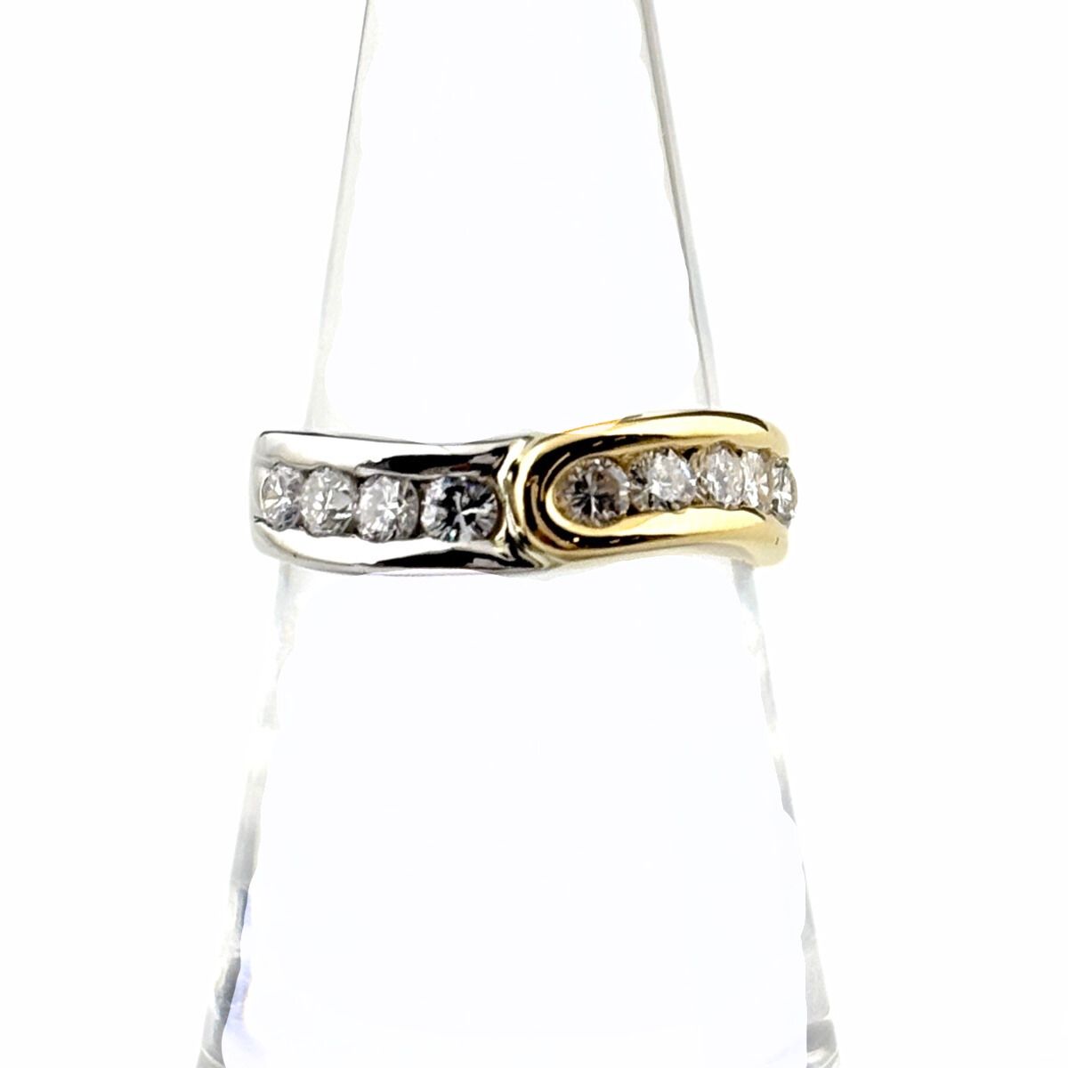 メレダイヤ デザインリング プラチナ YG イエローゴールド 指輪 リング 12号 Pt 900 K 18 ダイヤモンド レディース