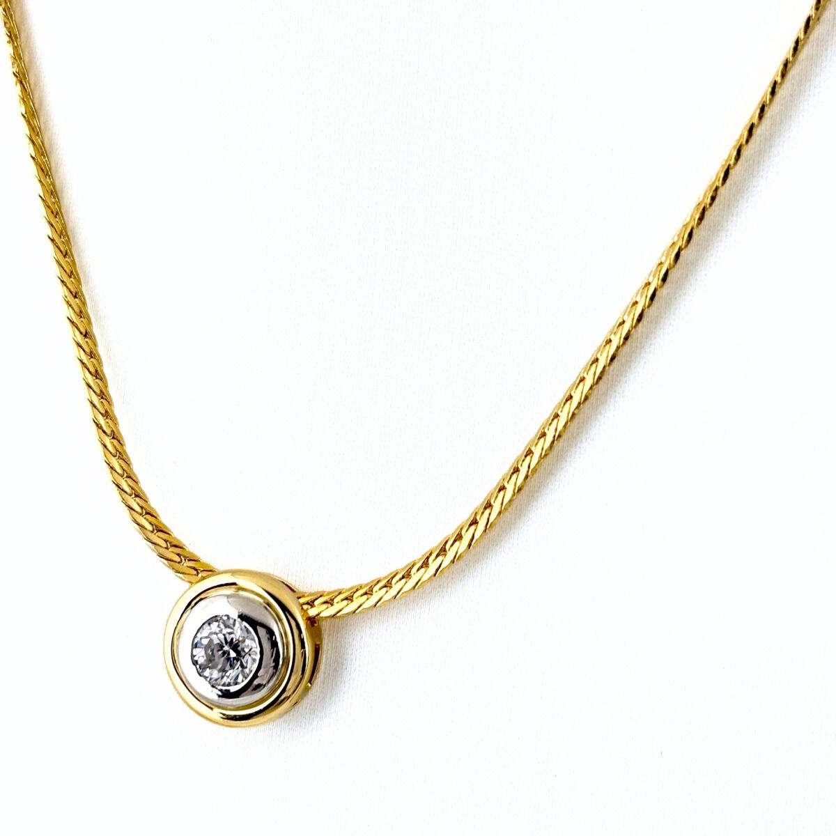 ダイヤモンド デザインネックレス YG イエローゴールド プラチナ ペンダント ネックレス K 18 Pt 850 レディース