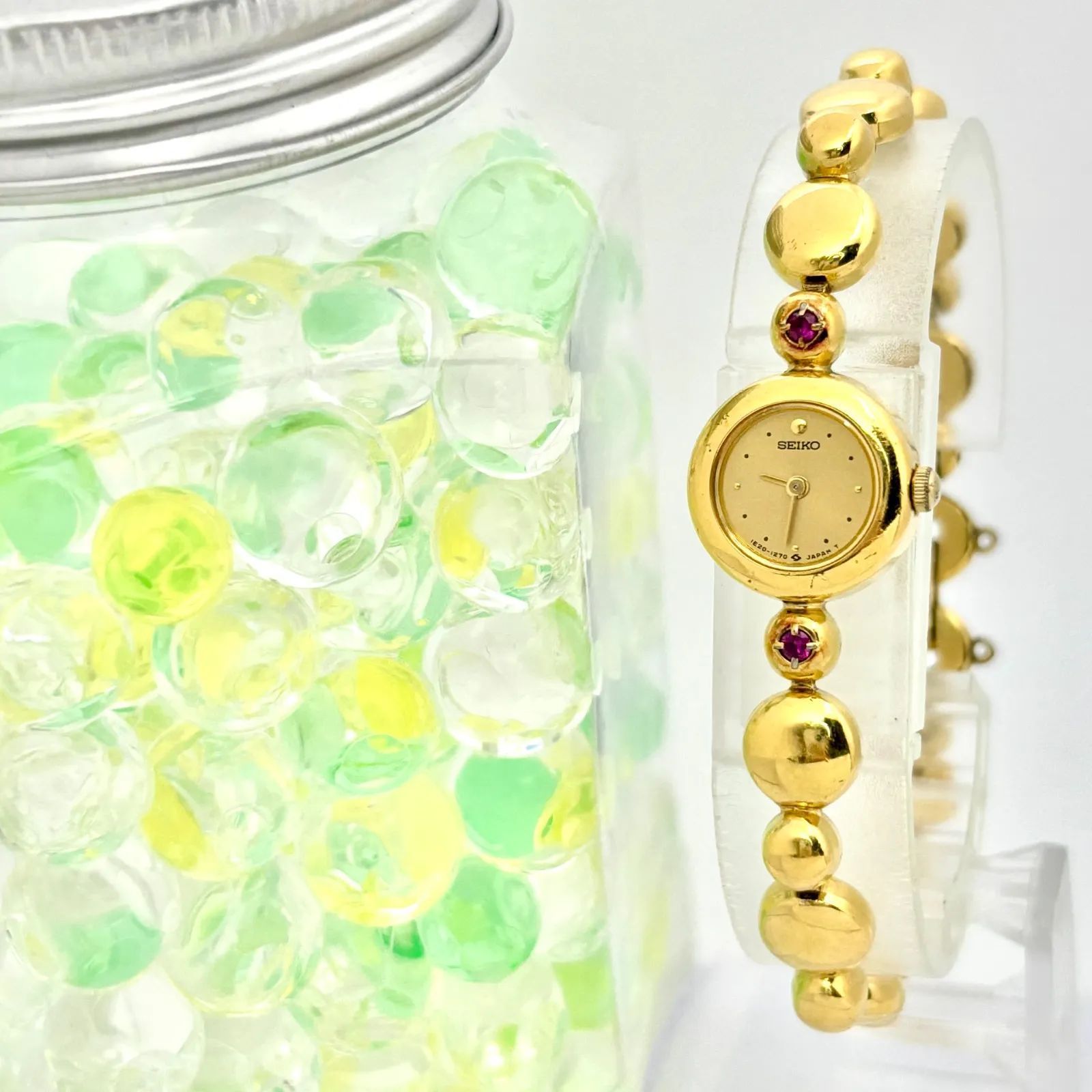 新品電池】SEIKO セイコー 2Pカラーストーン レディース ゴールド 1E20