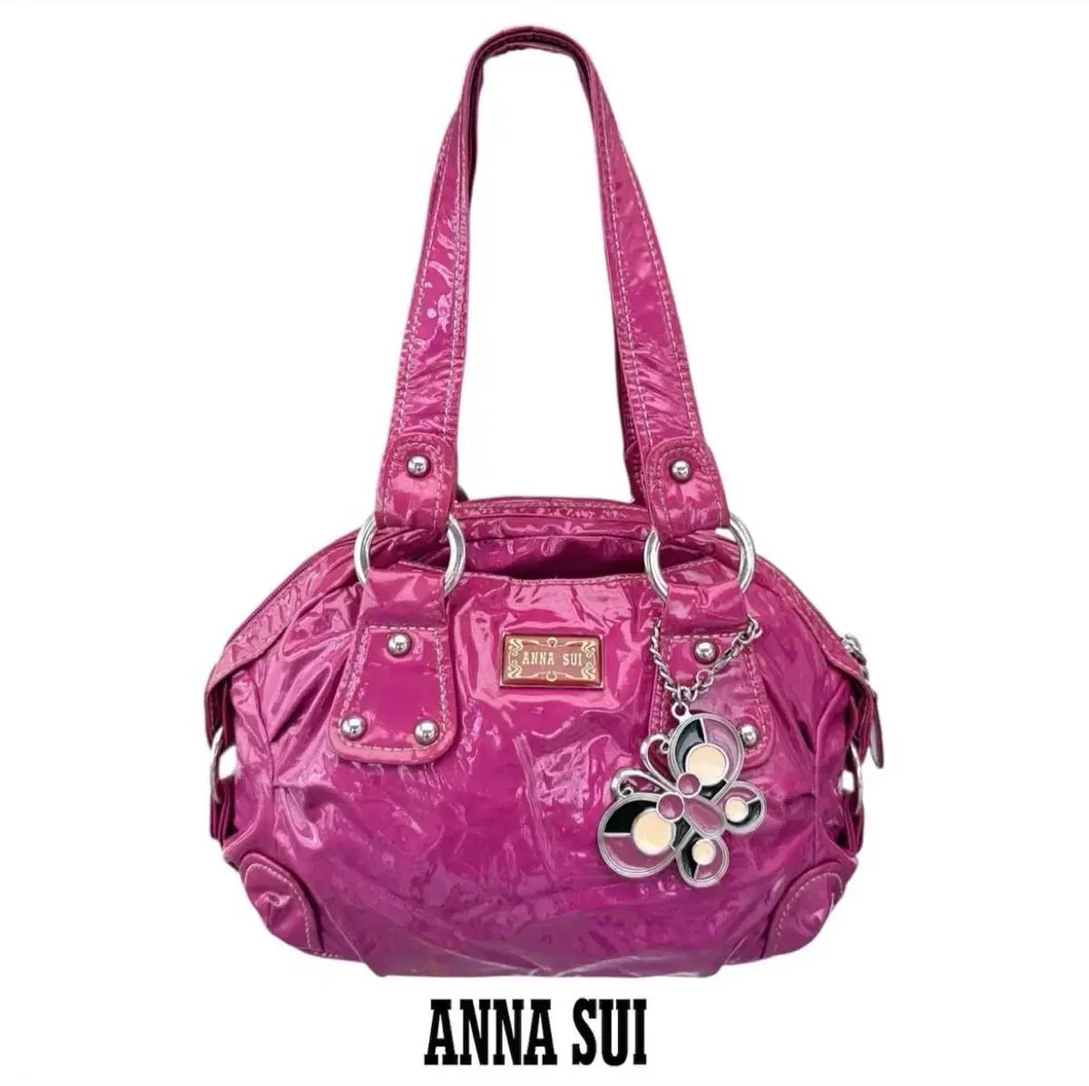 アナスイ パープル エナメル トートバッグ キーホルダー なし