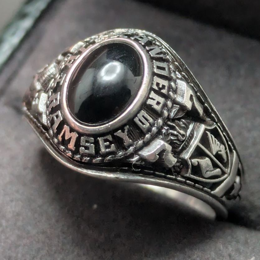 ヴィンテージ JOSTENS スターリングシルバー925 カレッジリング 黒石