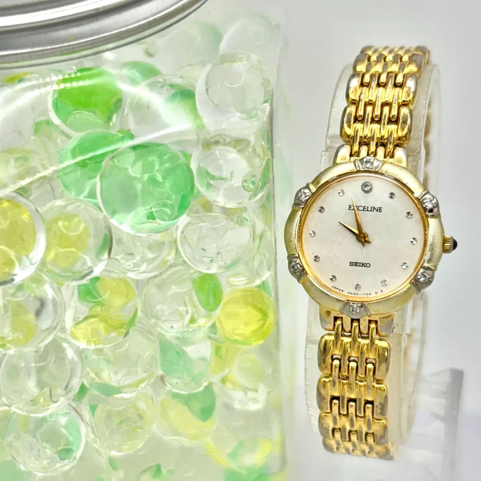 新品電池】SEIKO セイコー EXCELINE エクセリーヌ 7Pダイヤ レディース