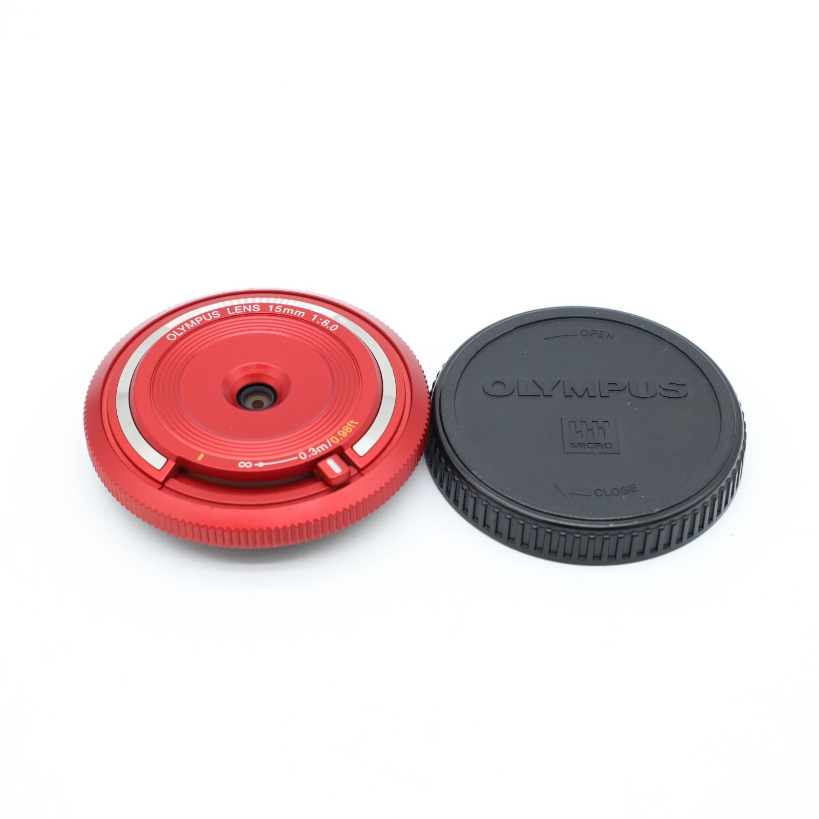 ほぼ OLYMPUS オリンパス ボディキャップレンズ BCL-1580 RED｜マイクロフォーサーズ用 超薄型 携帯性抜群 外観ほぼ♥品