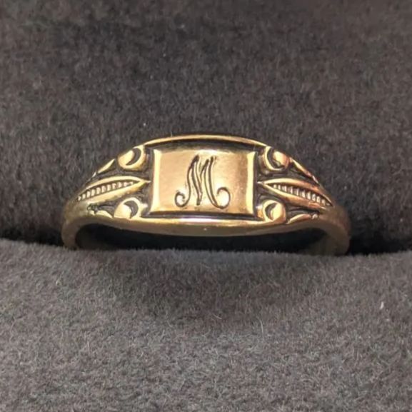 S”シグネットリング 10K GF 刻印 イニシャル ゴールドフィルド ピンキー S”シグネットリング 10K GF 刻印 イニシャル ゴールドフィルド