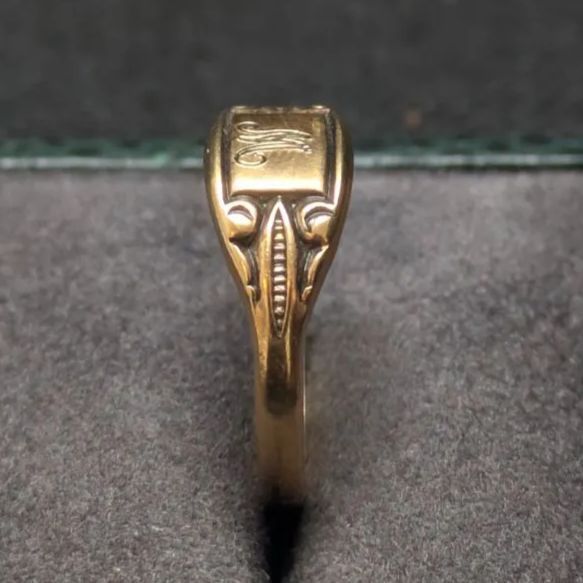 シグネットリング アンティーク ヴィンテージ 10k イニシャル モノグラム指輪 1920年代 USA製 アンティーク10Kシグネットリング
