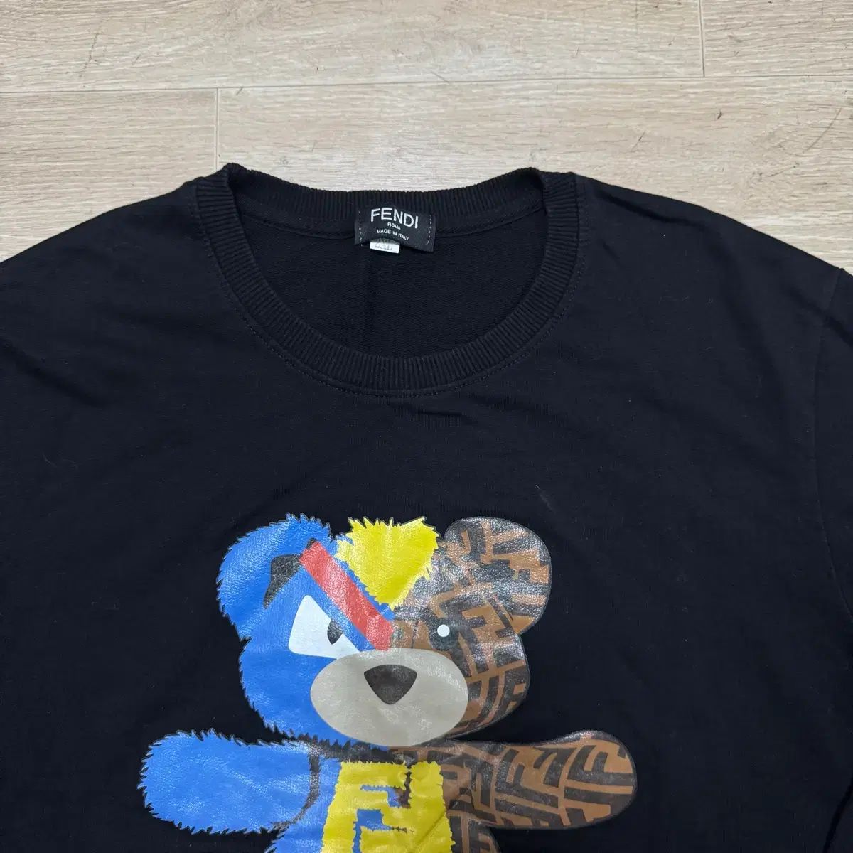 フェンディ キッズ ベアプリンティング 起毛 スウェット