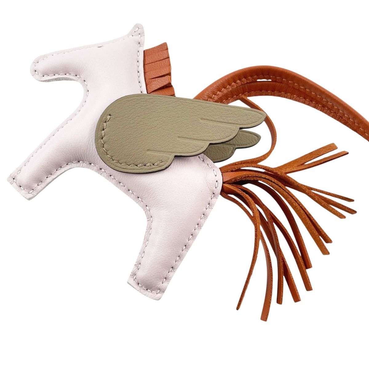 HERMES エルメス ロデオ ペガサス バッグチャーム PM モーヴペール ピンク ブラウン アニョーミロ ヴォースイフト W刻印 製 MK