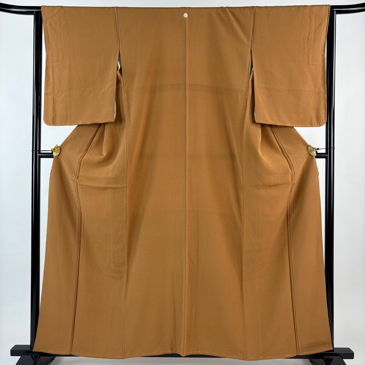 美品】 色無地 身丈158cm 裄丈63.5cm S 袷 茶色 正絹 優品 一つ紋