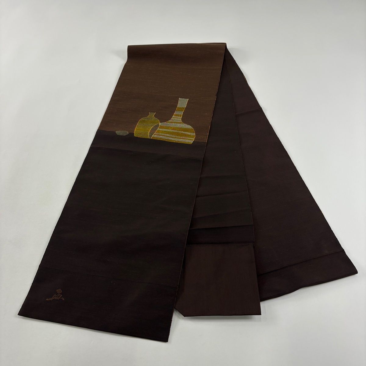 美品】 名古屋帯 名品 落款 能州紬 上島洋山 ますいわ屋 八寸名古屋帯
