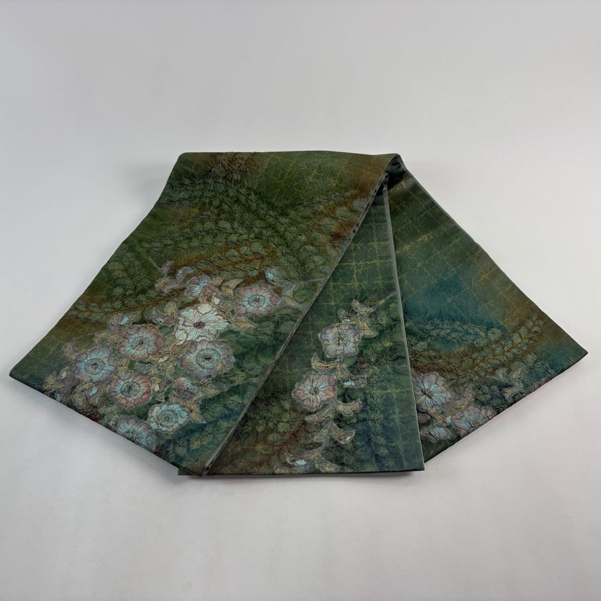 美品】 袋帯 名品 辻が花 金通し 灰緑 お太鼓柄 正絹 【中古】 - メルカリ