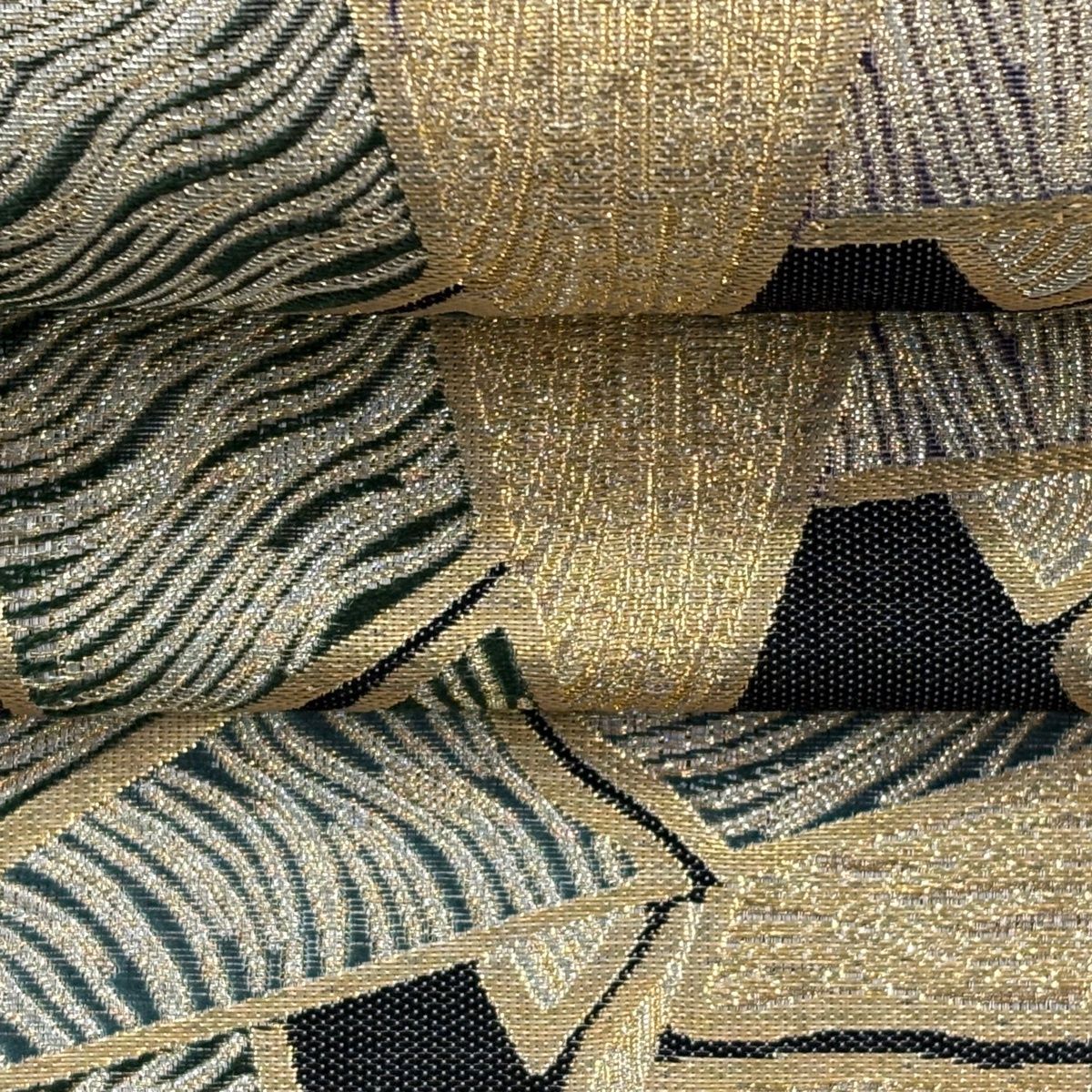 美品】 袋帯 逸品 落款 誠之輔 竹 箔 金銀糸 墨色 全通 正絹 【中古