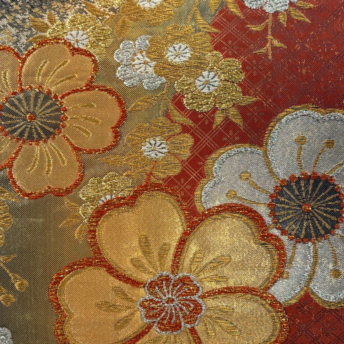 袋帯 美品 秀品 桜 花びら 墨色 全通 正絹 【中古】