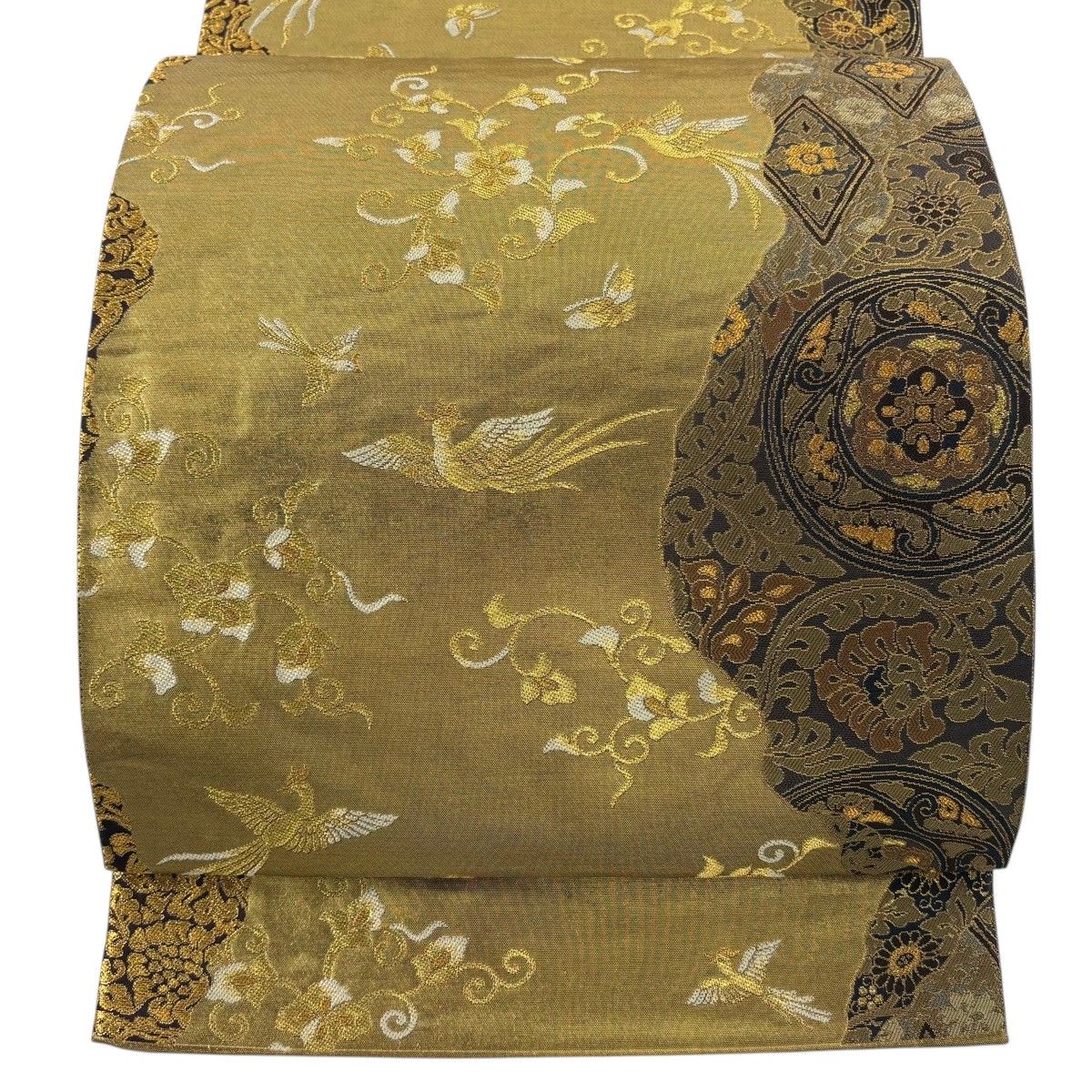 美品】 袋帯 秀品 花鳥 華文 純金箔 金色 六通 正絹 【中古】 - メルカリ