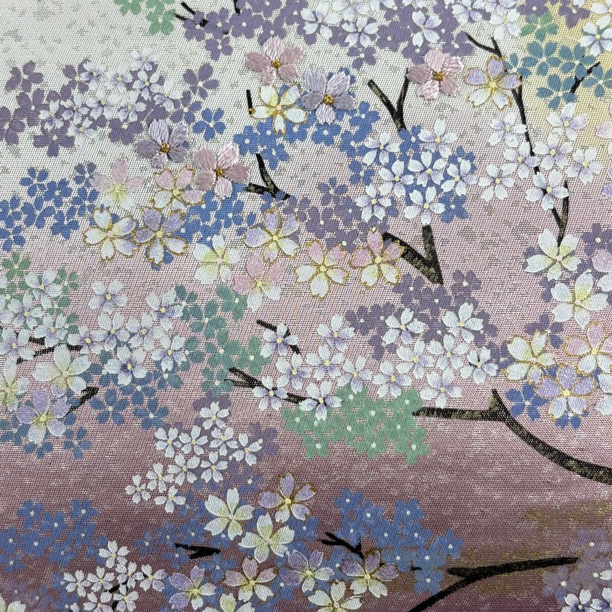袋帯 秀品 桜 霞 刺繍 金彩 薄紫 お太鼓柄 正絹 【中古】 - メルカリ