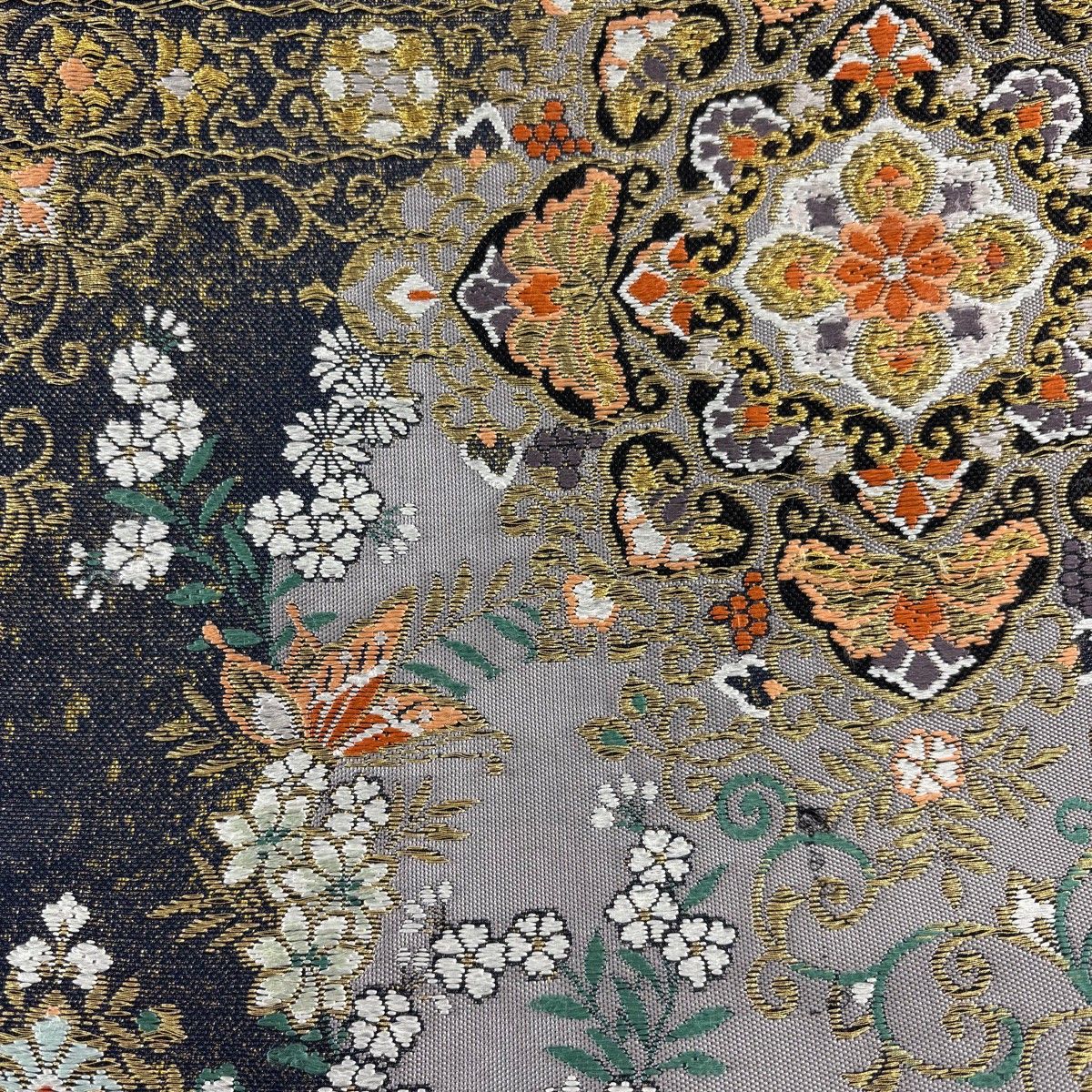 袋帯 秀品 正倉院唐草華文 金糸 黒 六通 正絹 【中古】 - メルカリ