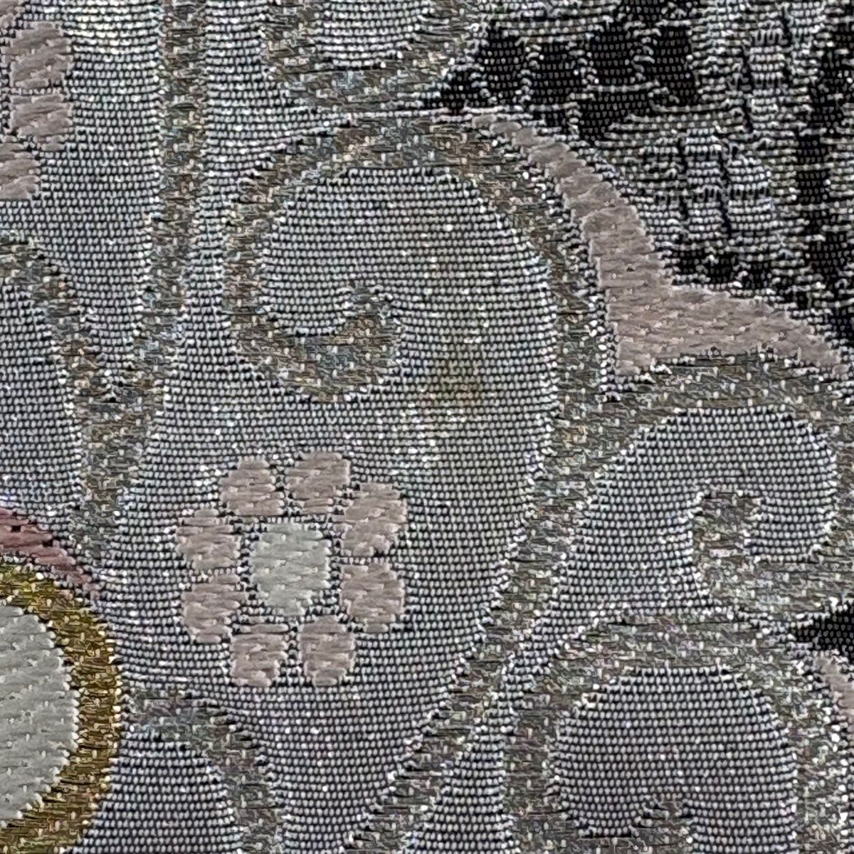 袋帯 秀品 孔雀 草花 金銀糸 箔 黒灰 お太鼓柄 正絹 【中古】 - メルカリ