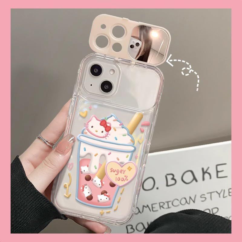 キティちゃん スマホケース ハローキティ iphone 13ケース iphoneケース ミラー付き 7 あいふぉんケース 14 携帯カバー かわいい 落下防止 耐衝撃 B pro