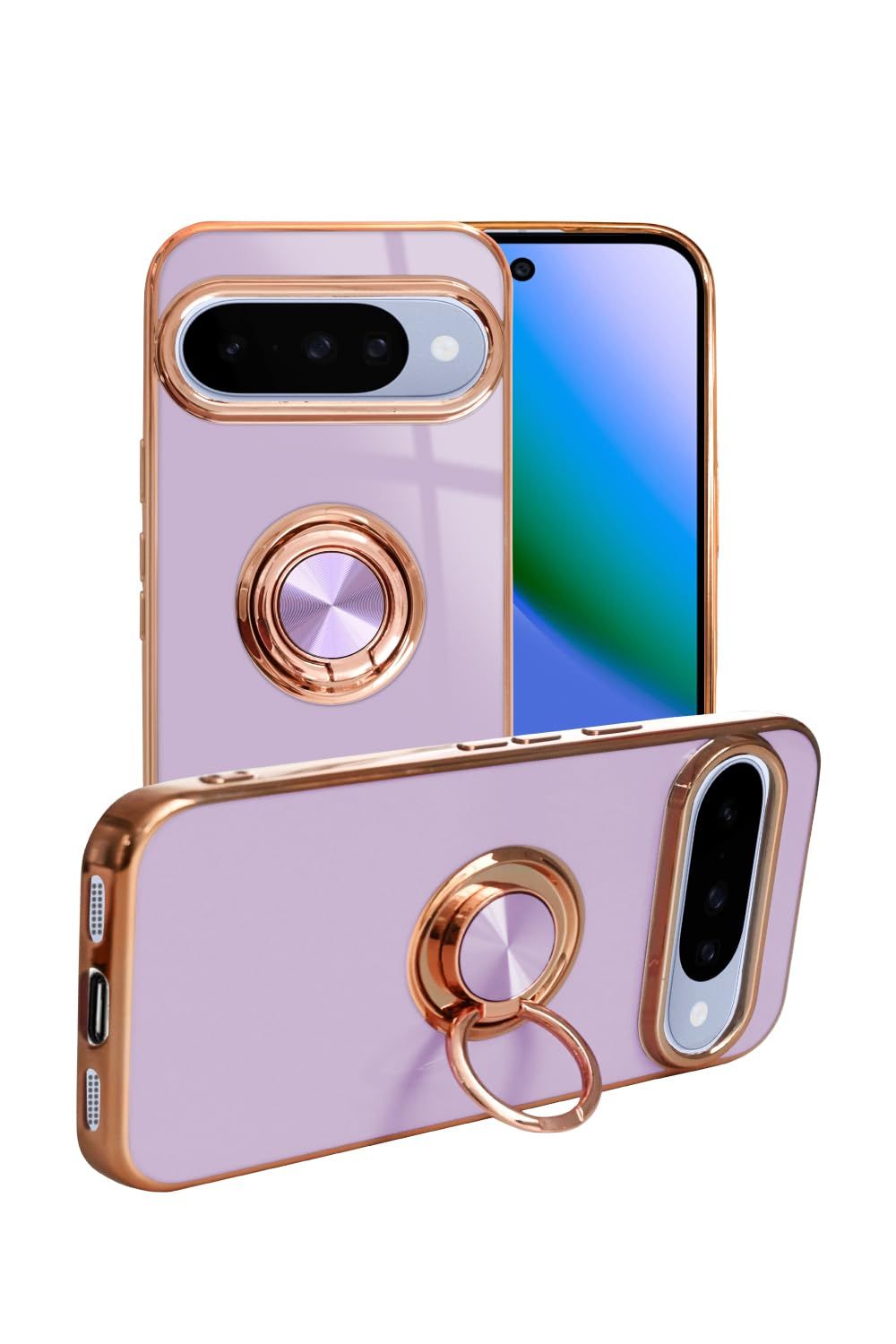 シズカウィル Google Pixel 10 | Pro スマホケース スマホリング グリッティア リング付きケース ラベンダー 入り