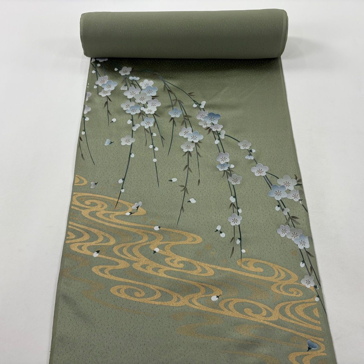 反物 秀品 付下げ 梅 流水 金彩 灰緑 正絹 【中古】 - メルカリ