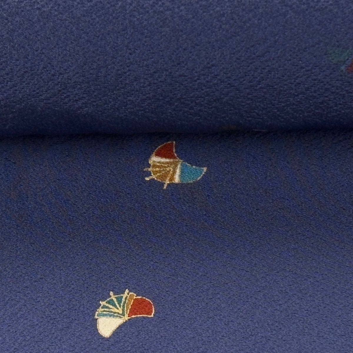  反物 秀品 小紋 幾何学 金彩 青紫 正絹 小紋 着物反物