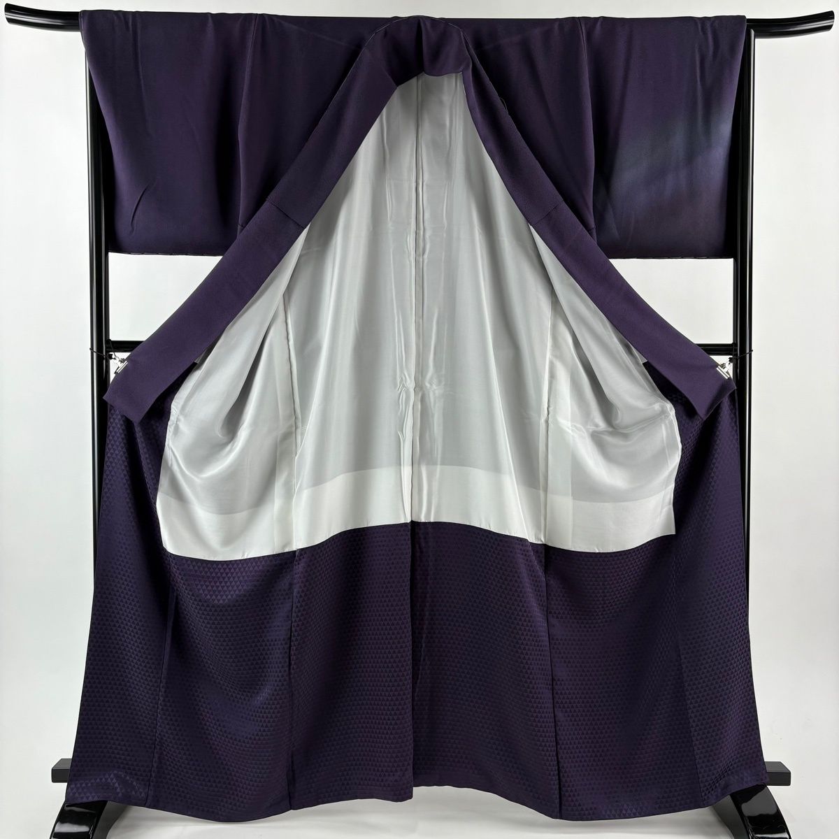 美品】 付下げ 身丈164.5cm 裄丈68cm L 袷 袋帯セット 波 ぼかし 紫