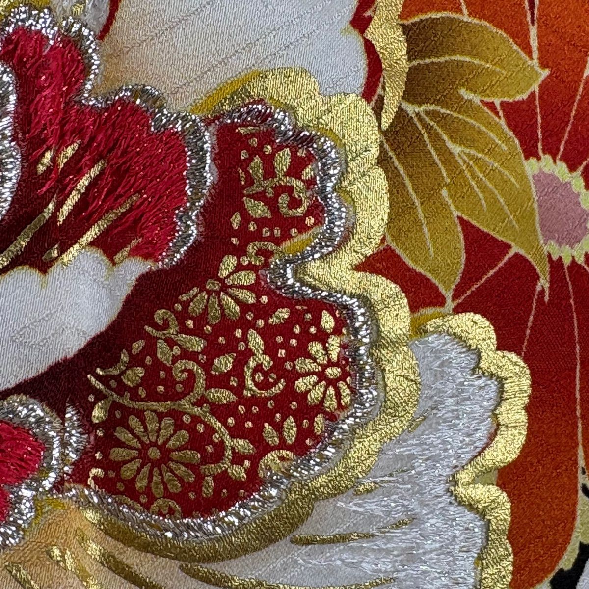 美品】 振袖 身丈172.5cm 裄丈67.5cm L 袷 袋帯フルセット 御所車 草花