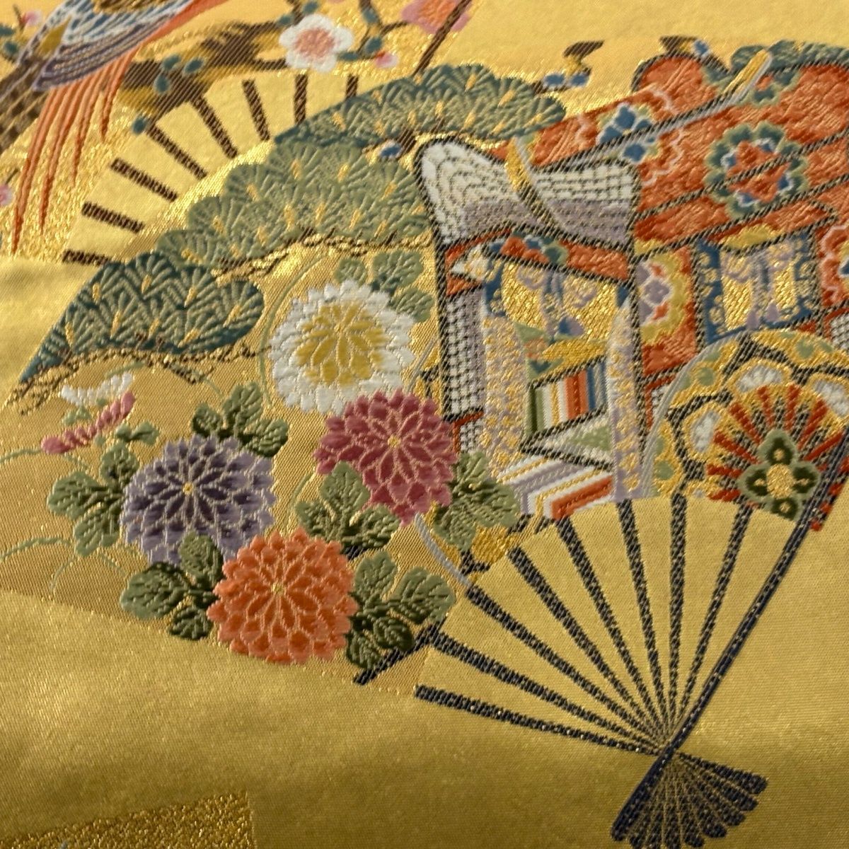 美品】 袋帯 逸品 長嶋成織物 落款 瀞金錦 共箱付き 関西仕立て 扇