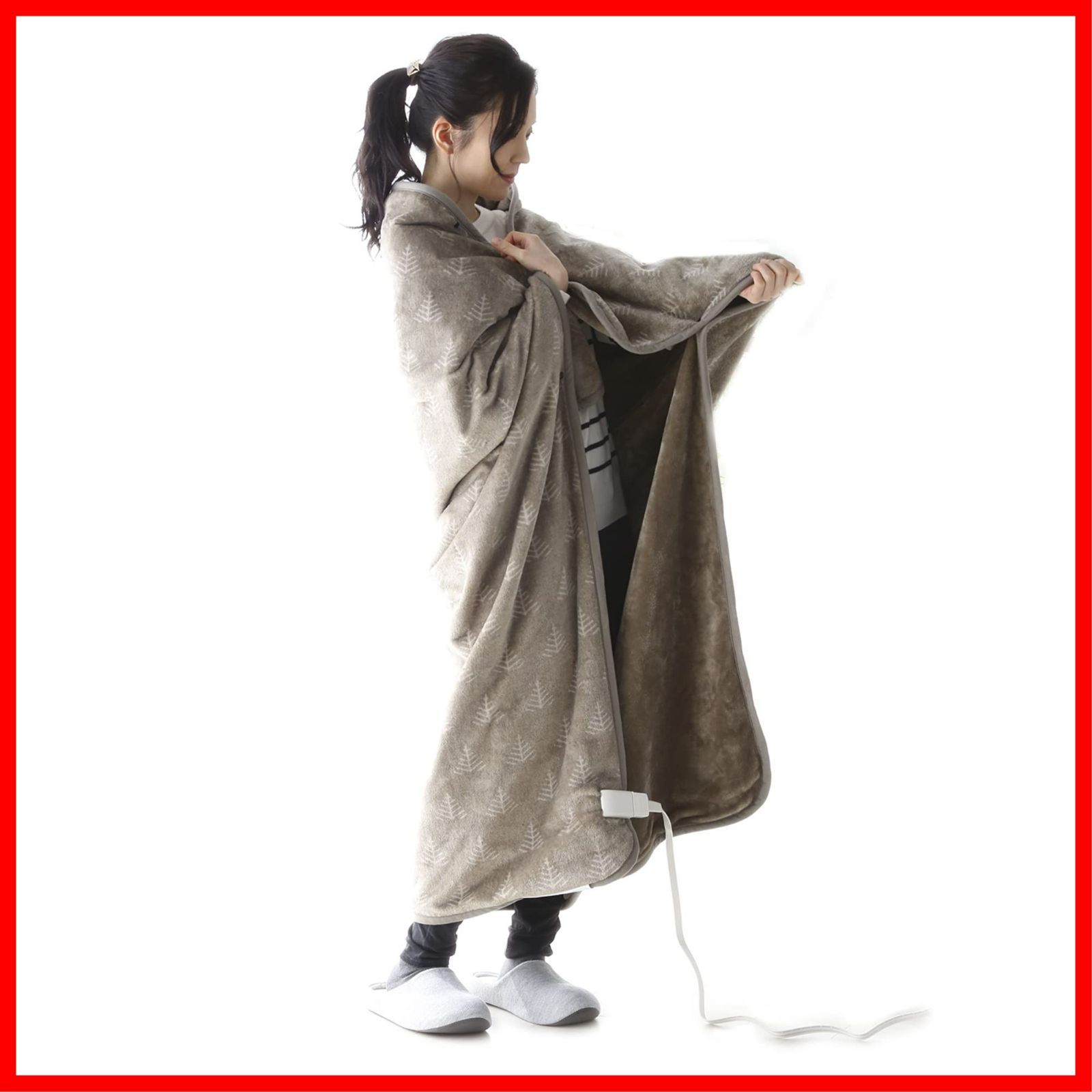 8 hOFF ダニ退治 スライド温度調節 洗える グレイジュ ホットローブ CWN 142 G-HK ひざかけ 電気毛布 広電 KODEN