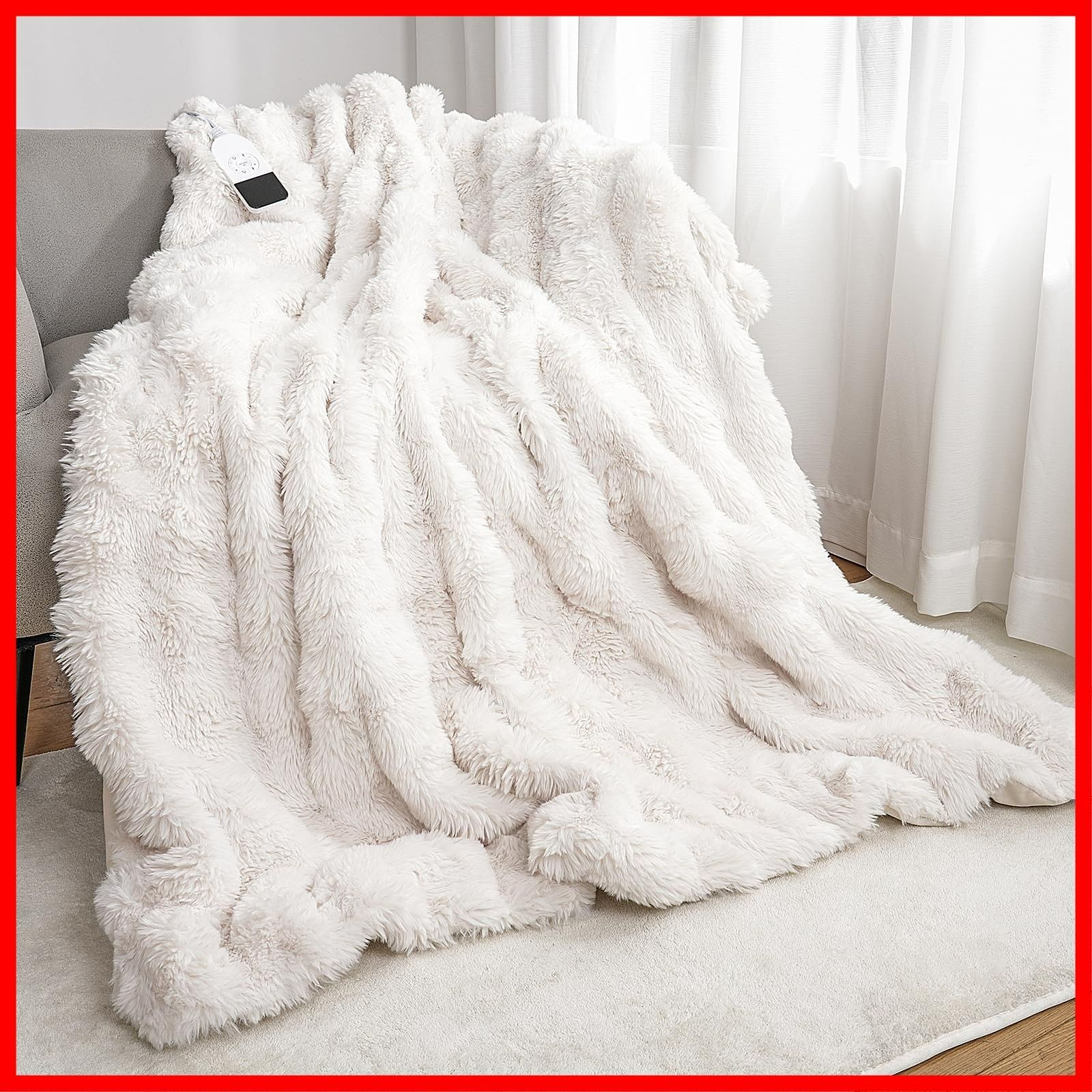 暖房器具 防寒対策 ブランケット 膝掛け usb 肩掛け 速暖 洗える 12時間自動停止タイマー付 スクエア 25段階温度調節 掛け敷き兼用 敷き 130 190 cm 掛け ラビットファー調 とろける アイボリー ふわとろ 電気毛布 DGV