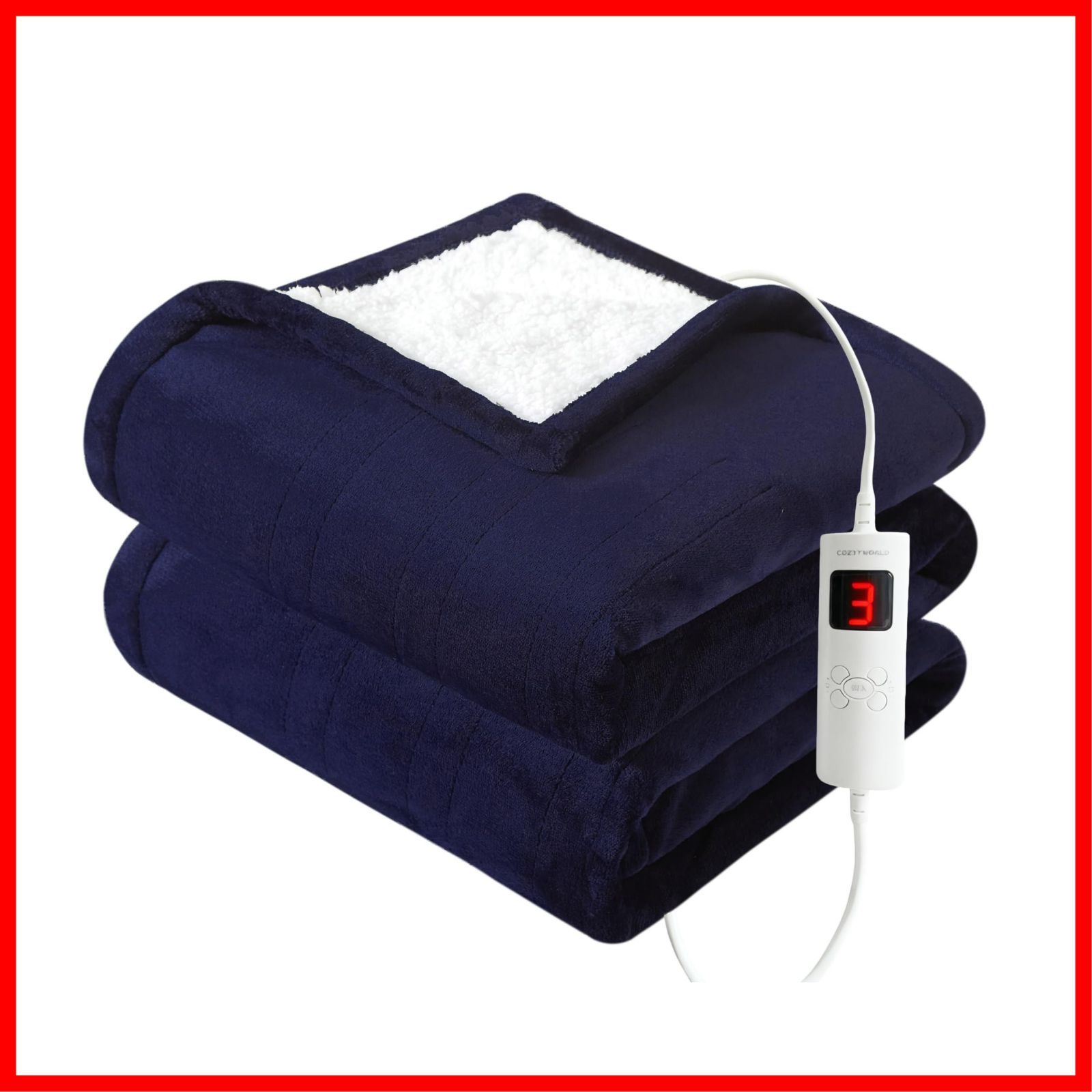 電気敷き 9段階温度調節9段階タイマー調節ブランケット 厚手柔らかな肌触り電気毛布ダークブルー 188 x 130 cm