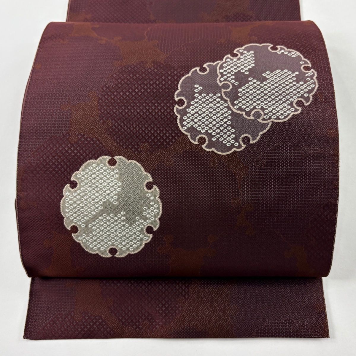 美品】 名古屋帯 逸品 証紙 八寸名古屋帯 松葉仕立て 博多織 雪輪 疋田