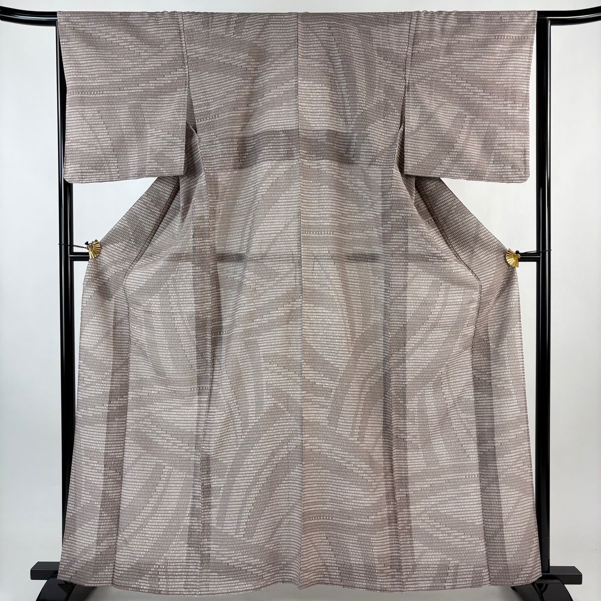 小紋 身丈160.5 cm 裄丈64.5 M 薄物 幾何学模様 薄小豆 正絹 秀品