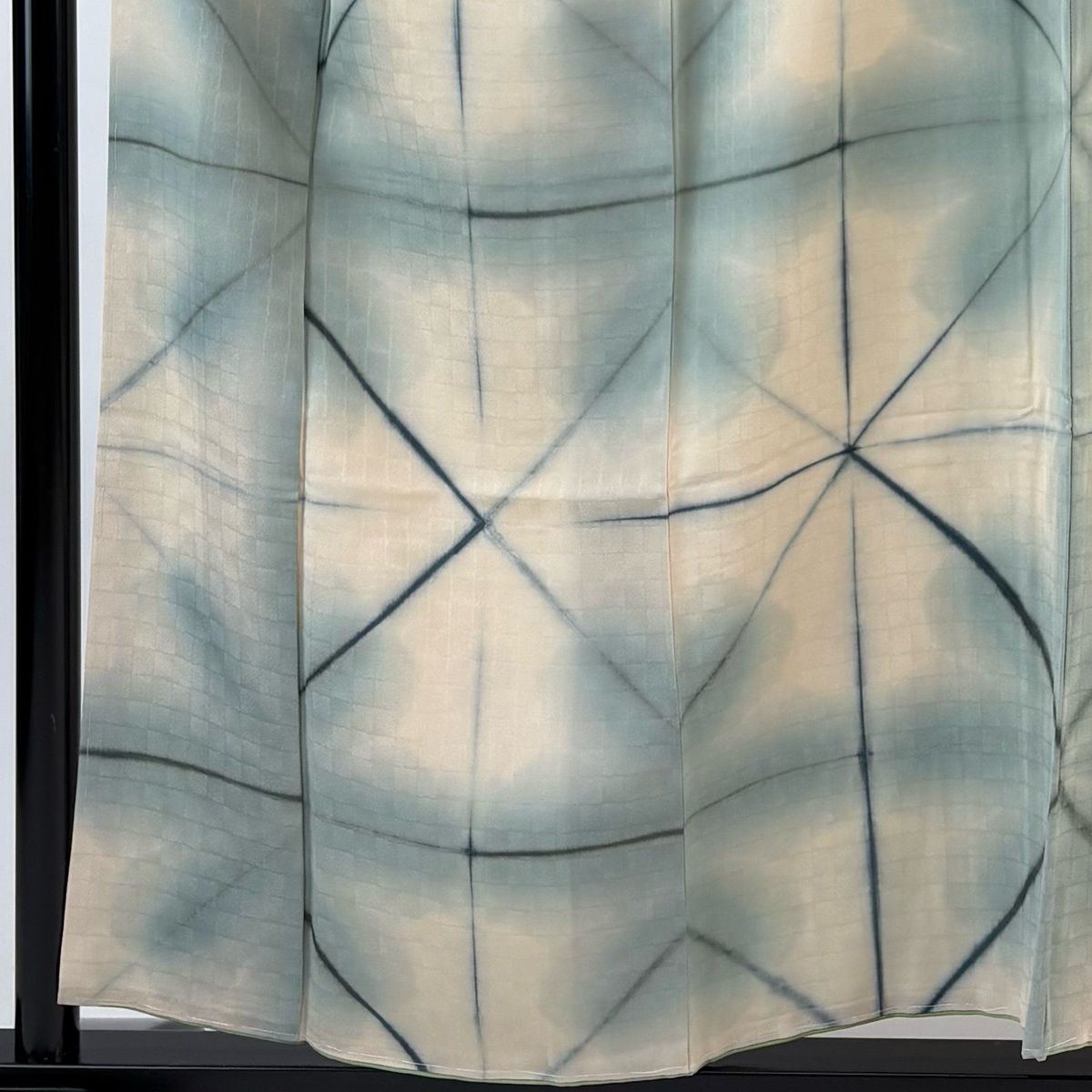 小紋 身丈156.5 cm 裄丈65.5 M 袷 幾何学模様 ぼかし 灰緑 正絹 秀品