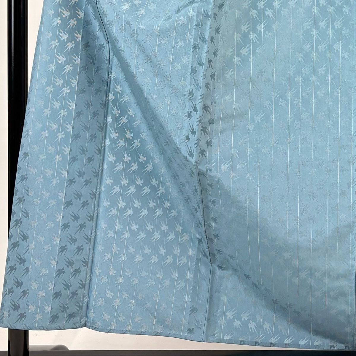 小紋 身丈158 cm 裄丈64 M 薄物 夏紬地 縦縞 燕 青灰色 正絹 秀品 一つ紋