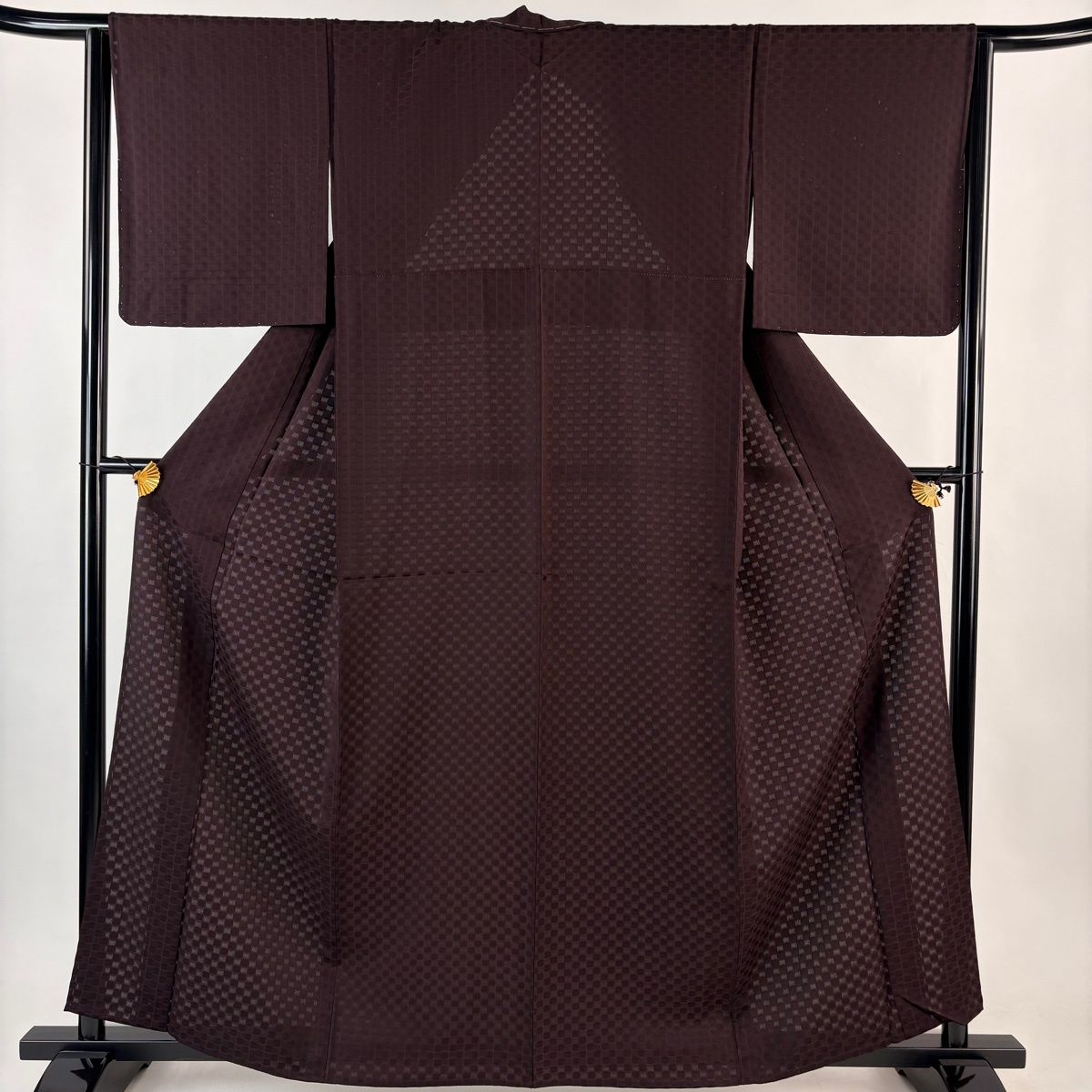 色無地 身丈161 cm 裄丈64 5 M 薄物 地紋 茶紫 正絹 秀品