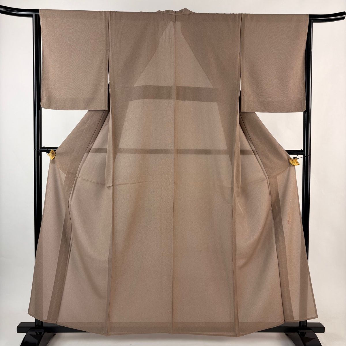 小紋 身丈158 cm 裄丈65.5 M 薄物 山本富男 落款 幾何学模様 茶色 正絹 秀品