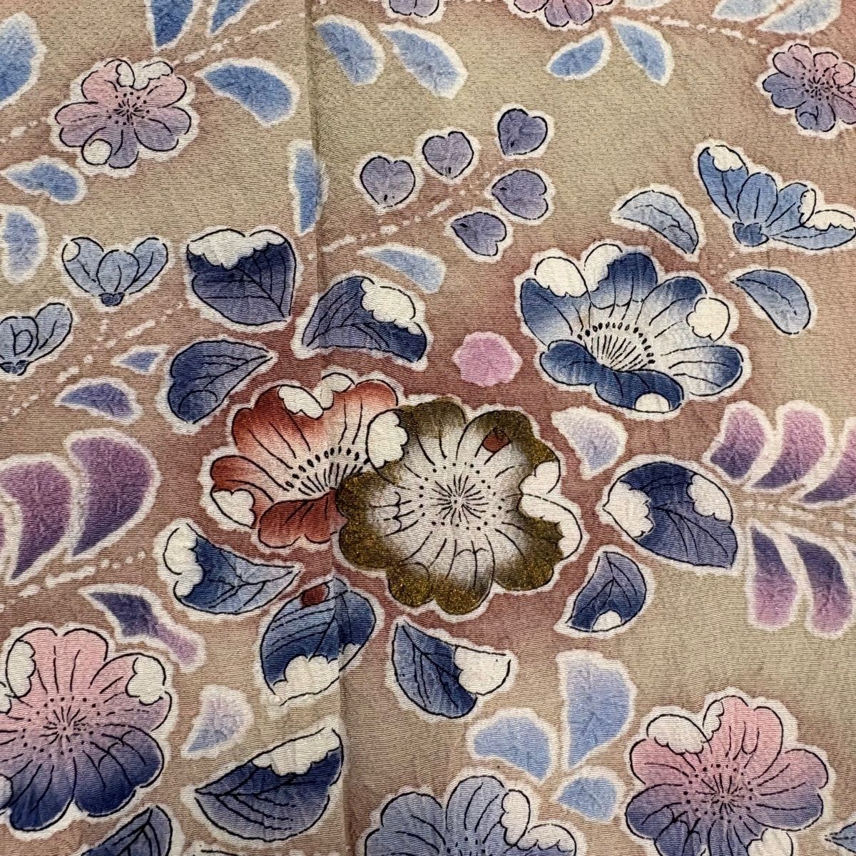 訪問着 身丈161cm 裄丈65.5cm M 袷 辻が花 金彩 ぼかし ピンク 正絹 秀