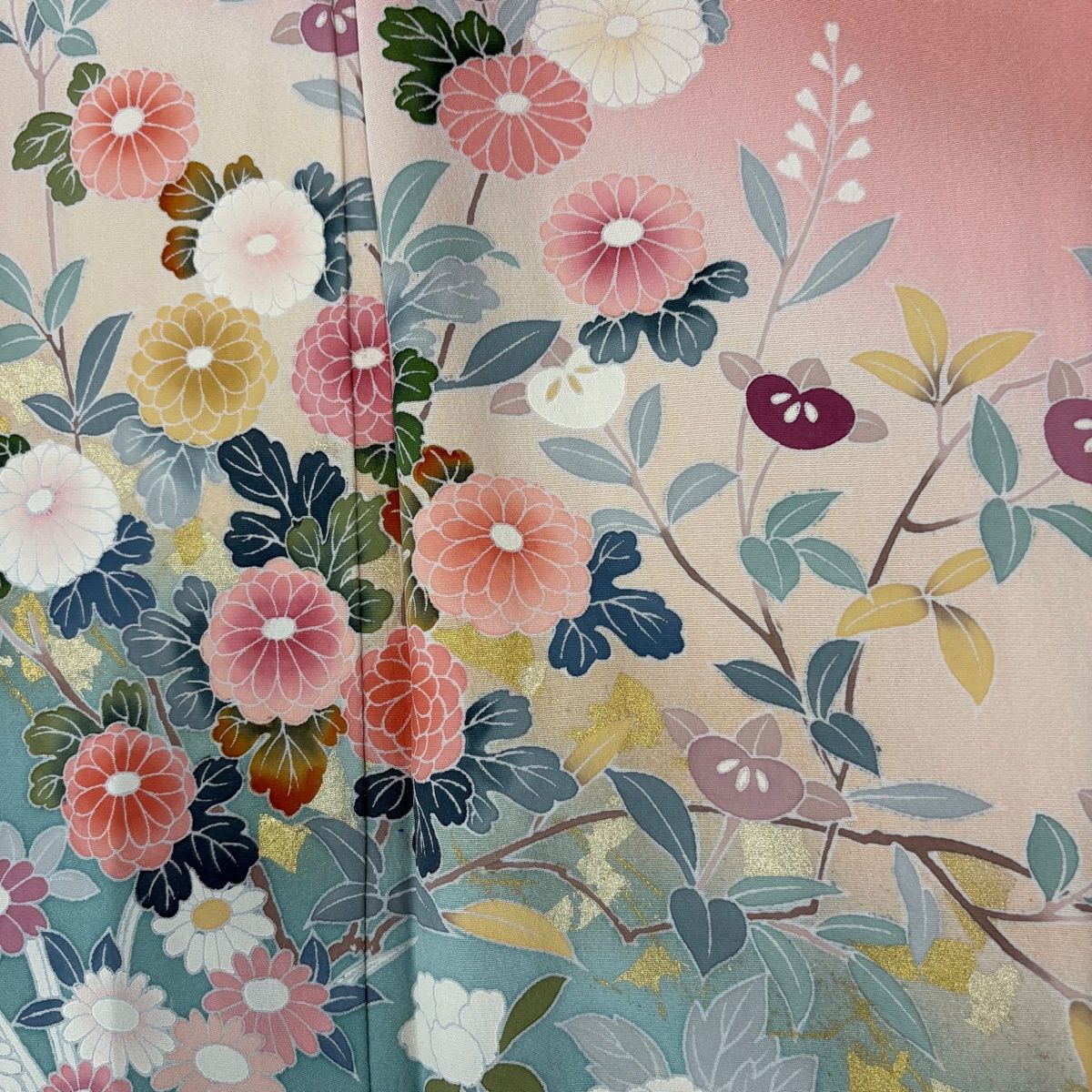 美品】 訪問着 身丈161.5cm 裄丈68cm L 袷 草花 金彩 ぼかし ストア