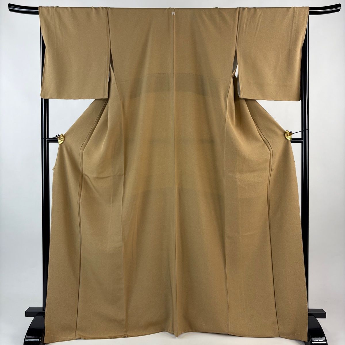 江戸小紋 身丈170 cm 裄丈68 5 L 袷 幾何学模様 山吹茶色 正絹 秀品 一つ紋