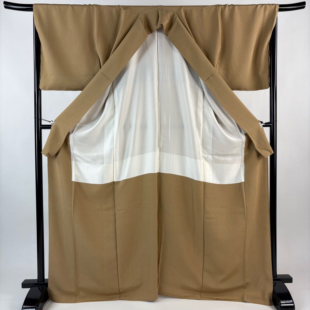  江戸小紋 身丈170 cm 裄丈68 5 L 袷 幾何学模様 山吹茶色 正絹 秀品 一つ紋 小紋 着物