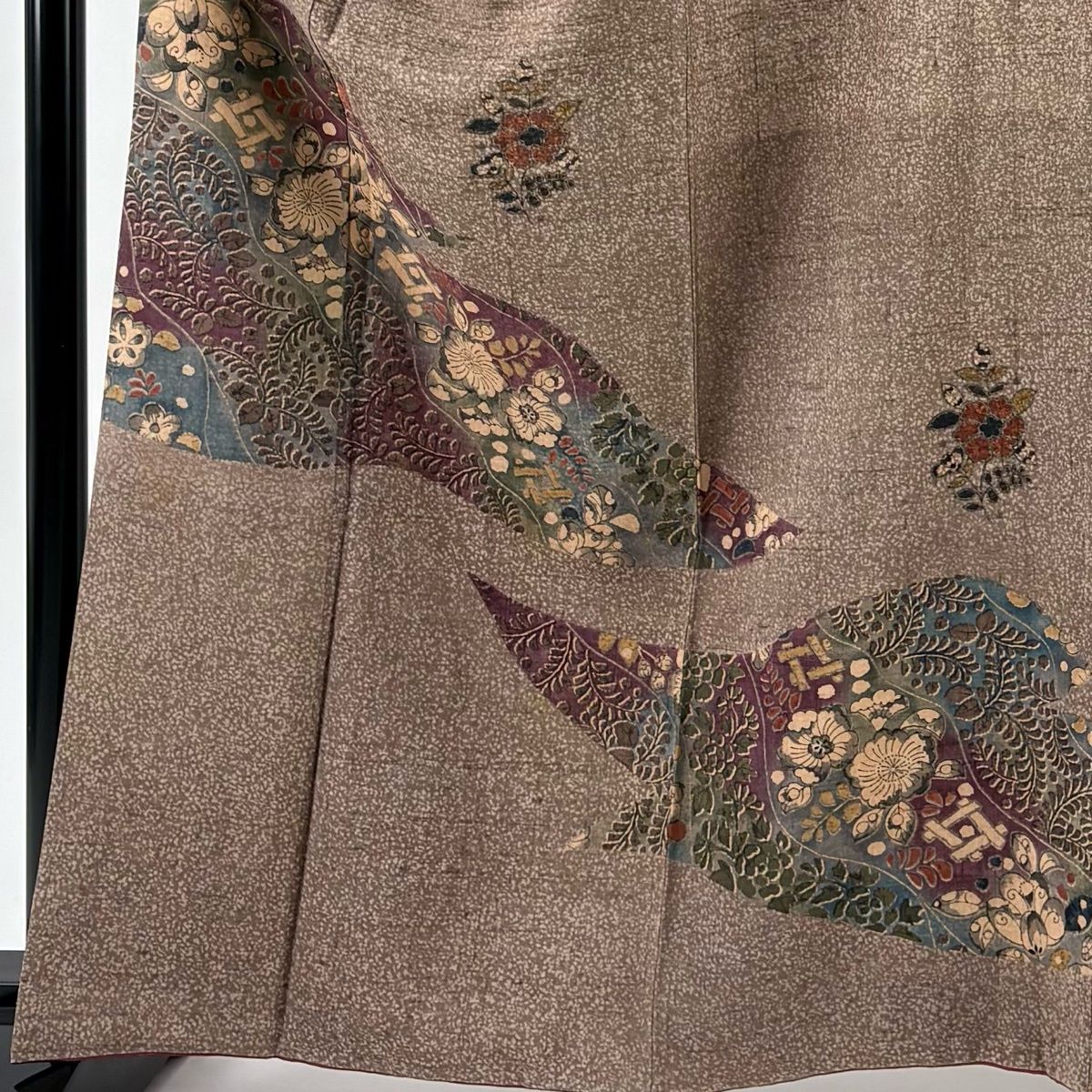 訪問着 身丈163.5 cm 裄丈67 M 袷 紬地 草花 茶色 正絹 秀品